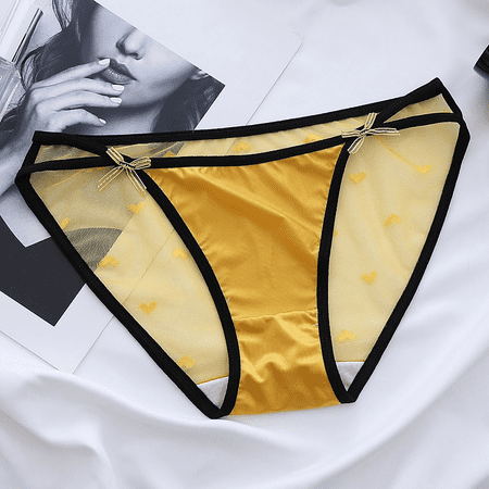 Fulorrnie Underwear for Women Comfort Hipster Seamless Breathable Panties Cute Elastic Waist Stretchable Ventilated Panty  Yellow  M