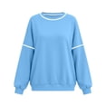 thumbnail image 3 of ClodeEU Women's Crew Neck Long Sleeve Sweatshirt with Contrast Stitching ,Casual Loose Pullover Top ,Women's S-XXL, 3 of 9