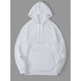 thumbnail image 2 of Doomiva Men's Loose Hoodie Hip Hop Long Sleeve Unisex Sweatshirt Pocket Drop Shoulder Pullovers Top White M, 2 of 6
