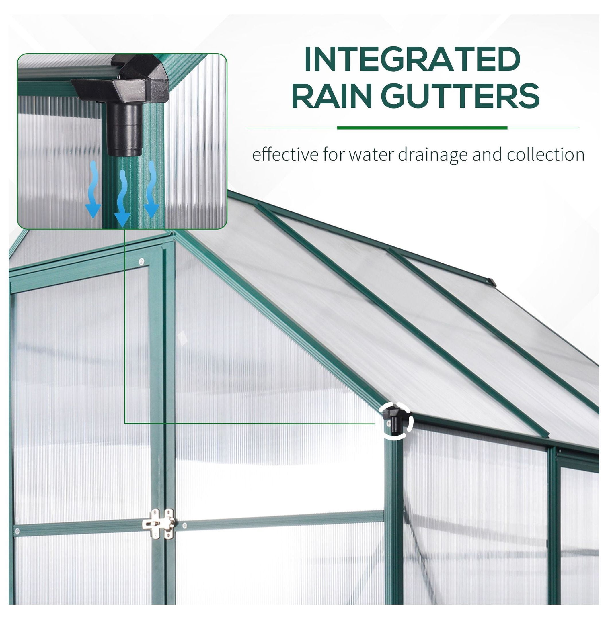Walk-in Greenhouse 6x8x7ft, Polycarbonate Hobby Greenhouse for Outdoor Use, Temperature Controlled Window, Backyard Plant Grow House with Foundation