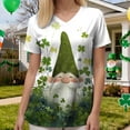 thumbnail image 7 of felwors Womens Scrubs Plus Size St Patricks Day Shirts Shamrock Printed V Neck Short Sleeve Nursing Tops Pocket Nurse Uniform (White, XL), 7 of 7