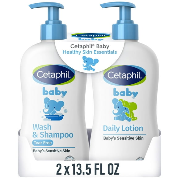 Cetaphil Baby Healthy Skin Essentials Set, Includes Baby Wash & Shampoo and Daily Body Lotion, 2 Piece