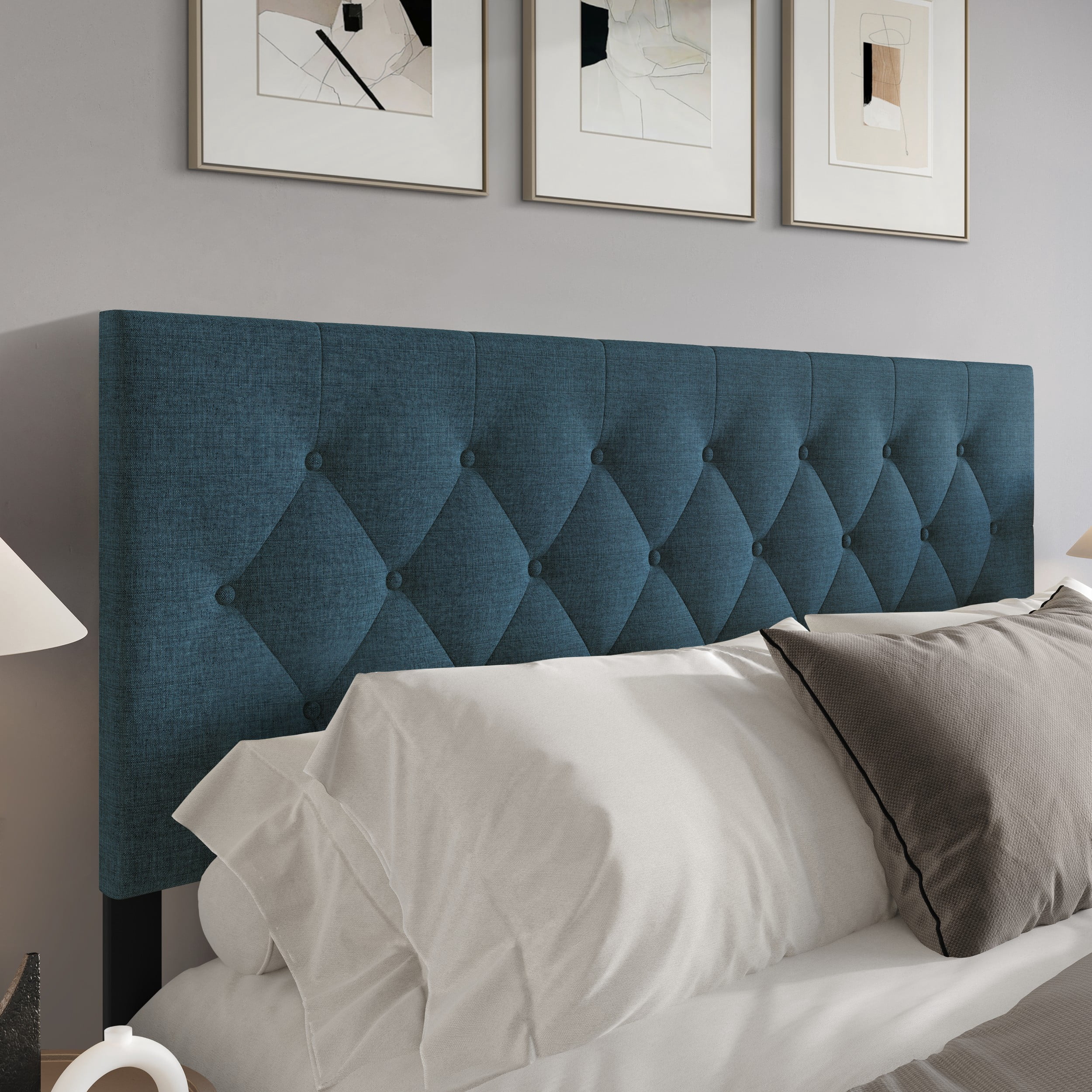 Home Design Gunnison Linen Upholstered Headboard with Button Tufted Design