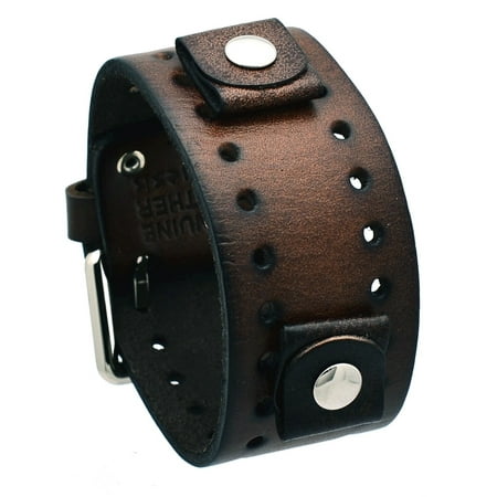 - BN-BB 18 mm Lug Width Dark Brown Wide Leather Cuff Watch Band
