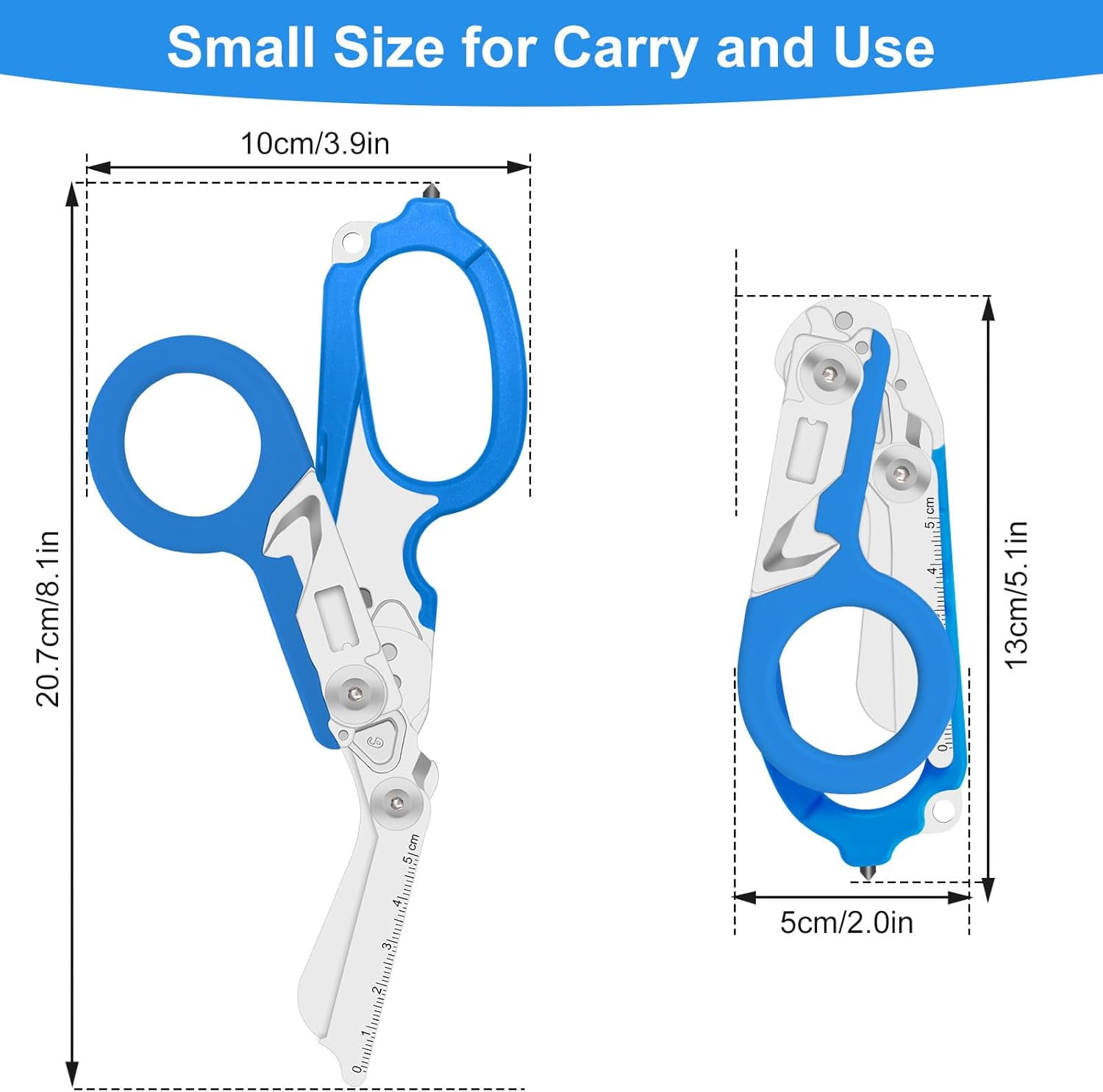 6-in-1 Foldable Trauma Shears with Holster - 420HC Stainless Steel Emergency Response Scissors, Glass Breaker