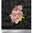 thumbnail image 1 of Soimoi Black Velvet Fabric Leaves & Floral Print Sewing Fabric BTY 58 Inch Wide, 1 of 1