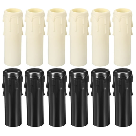 Uxcell 1.2" x 3.9" Candle Socket Cover Candelabra Base PP White Black 12Pcs