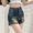 🔥 Blue, variant on USSUMA Gifts Womens High‑Waisted Designer‑Style Denim Shorts with Fashion Fringed Hem Pull‑On Stretchy Fit Pocketed Design Comfortable for Summer Casual Wear and Vacations, Denim, Shorts