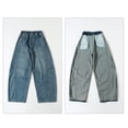 thumbnail image 4 of CPNG Girls Barrel Jeans Solid Color Elastic High Waisted Wide Leg Baggy Denim Pants Trendy Loose Casual Streetwear Denim Trousers, 4 of 5