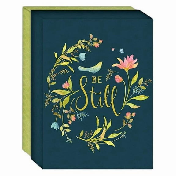 Crown Point Graphics 359829 Blank-Full Color-Be Still with Floral Wreath Note Card - Box of 15