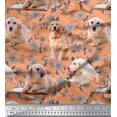 thumbnail image 1 of Soimoi Rayon Fabric Floral,Book & Golden Retriever Dog Print Fabric by The Yard 42 Inch Wide, 1 of 3