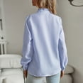 thumbnail image 6 of qILAKOG Womens Shirts Long Sleeve Blouses Dress Tops Women's Summer Casual Round Neck Tops Pullover Blouses Ladies Loose Collared Shirt Casual Work Topss Casual Tunics, Blue&S, 6 of 8