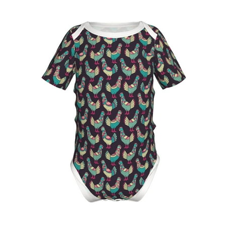 

Junzan Bohemian Chicken Print Short-Sleeve Baby Climbing Clothes Bodysuits for Infant One-Piece for Baby Boys & Girls Baby Clothes Baby Romper with Snap Closure-18 Months