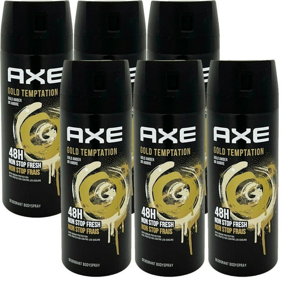 6 Pack Axe Gold Temptation Mens Deodorant Body Spray, 150ml