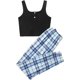 thumbnail image 1 of Conjunto de pijama de 2 piezas sin mangas con botones frontales y pantalones a cuadros para mujer Multi color M Multi color M Xishao ropa, 1 of 2