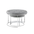 thumbnail image 3 of Aaden Leather PU Nesting Ottoman Set of 2 with Stainless Steel Polished Chrome Frame, Grey, 3 of 8