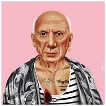 "Hip Pablo Picasso" Frameless Free Floating Reverse Printed Tempered Art Glass Wall Art