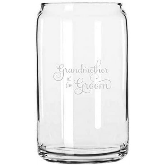 Grandmother Of The Groom Samantha Font Wedding Party Themed Etched 16oz Libbey Can Glass