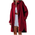 thumbnail image 2 of Puntoco Otoño Mujer Moda Solapa Botón Casual Manga Larga Dividido Sobre Tamaño Cuello Abrigo Puntoco Puntoco-1, 2 of 9