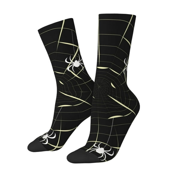 Fuzoiu Spiders On The Web Print Athletic Crew Socks for Men & Women,Casual Crew Socks,Above Ankle Crew Socks for Business, Casual