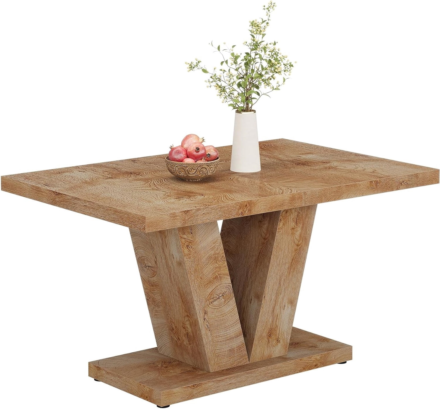 Tribesigns 47" Dining Table for 4, Wood Oak Kitchen Table with Heavy Duty Pedestal for Dining Room