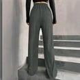 thumbnail image 7 of HAiming Womens Straight Wide Leg Jogger Pants Drawstring Elastic High Waisted Casual Ribbed Long Trousers with Pockets, 7 of 7