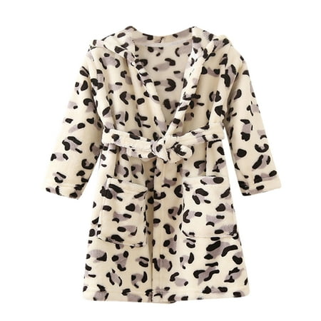 

Honeeladyy Winter Toddler Baby Boys Girls Hooded Thick Warm Flannel Bathrobe Night-robe Pajamas Coffee Sales