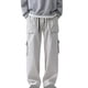 thumbnail image 2 of Pantalones de trabajo para hombre, de cintura elástica, con múltiples bolsillos y cordón, rectos, de tubo y cintura media, de licra, 2 of 4