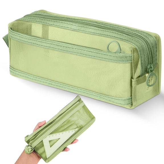 8.3×3.1in Lightweight Portable Nylon Mesh Zipper Pouch, Single Pack Transparent Cosmetic Storage Organizer Bag, Multi-Use Travel Holder for Makeup Keys Earphones Small Accessories,A