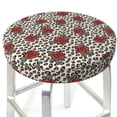 thumbnail image 3 of Lsque Leopard Print Rose Round Bar chair cushion covers Velvet Fabric Premium Comfort Protects from Scratches and Stains for 14-17 Inch Chair- 14 inch, 3 of 7