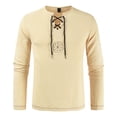 thumbnail image 2 of Casual Linen Shirts for Men Long Sleeve Button Up Loose Fit Breathable Summer Beach Henley Tunic Tee Lightweight Cotton Top Khaki 3XL, 2 of 7
