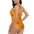 thumbnail image 6 of Daiia Red Crab Women's One Piece Swimsuits Personalized One Shoulder Swimwear Asymmetric Ruffle Bathing Suits-Medium, 6 of 8