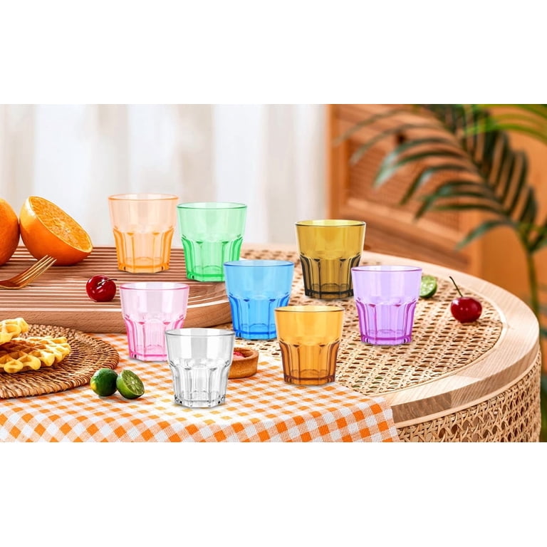 Plastic Drinking Glasses Set of 8, Unbreakable Drinking Tumblers, 8Oz  Acrylic Drinking Water Juice Cups, Reusable Drinking Cups for Cocktail,  Soda ...