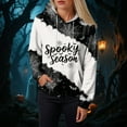 thumbnail image 5 of Kaprioy Halloween Sweatshirts for Women Pullover Sweatshirt Drawstring Fall Fashion Spooky Spider Printed Hoodie Long Sleeve Tops with Pocket Grey, XXL, 5 of 6