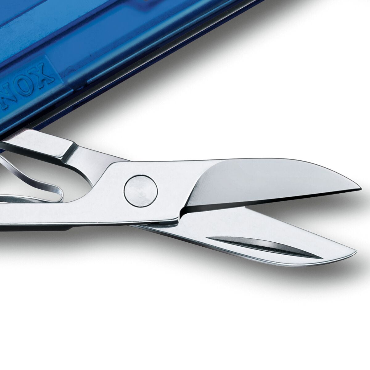 Victorinox Classic SD Swiss Army Knife, Compact, 7 Functions, Swiss Made Pocket Knife with Small Blade, Screwdriver and Key Ring - Transparent Blue
