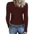 thumbnail image 4 of Inglocry Long Sleeve Thermal Shirt for Women Fleece Slim Fit Tops Crewneck Basic T-Shirts with Thumb Holes Fall Fashion 2026 Brown M, 4 of 8