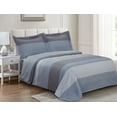 thumbnail image 1 of Violet Linen French Teal Stripe Pattern, Luxury Ultra Soft 200 Thread Count Cotton Percale, Blue, Twin 48-inch, 6 Piece Duvet Set, Bedding Duvet Cover Set for Two Beds, 1 of 1