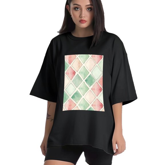 Plus Size Shirt for Women Black Tops for Women Short Sleeves Shirt for Women Lattice Pattern T Shirt Crewneck Shirt for Women XS