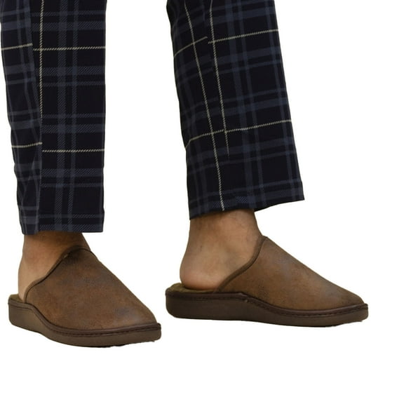 Lazy Dogz Mens Glen II Faux Leather Slip-on Slippers