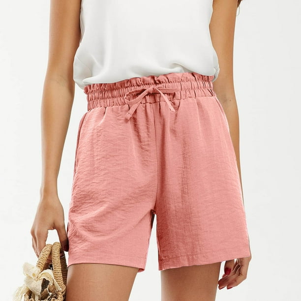 MKLEKYY Pantalones Cortos Deportivos para Mujer, Modernos Pantalones Cortos de Verano con Cordón, Cómodos y con Bolsillos, Ropa Informal Holgada para Vacaciones y Playa.