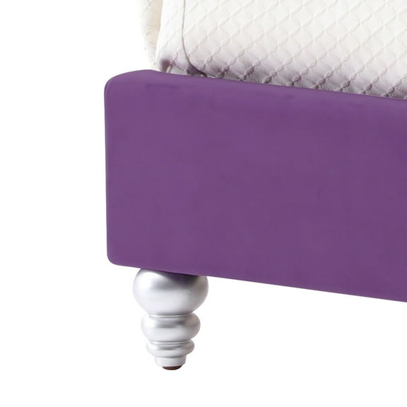 Transitional Purple Upholstered Full Bed