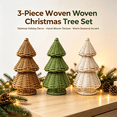 thumbnail image 5 of 3 Pack Wicker Rattan Christmas Tree, Hand Woven Christmas Tree Set, Christmas Decoration Gift for Mantel Fireplace Home (Brown), 5 of 7