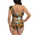 thumbnail image 5 of Easygdp Welcom Fall Women's One Shoulder Ruffle Monokini Bathing Suits with Removable Chest Pad, Quick Drying - Small, 5 of 8