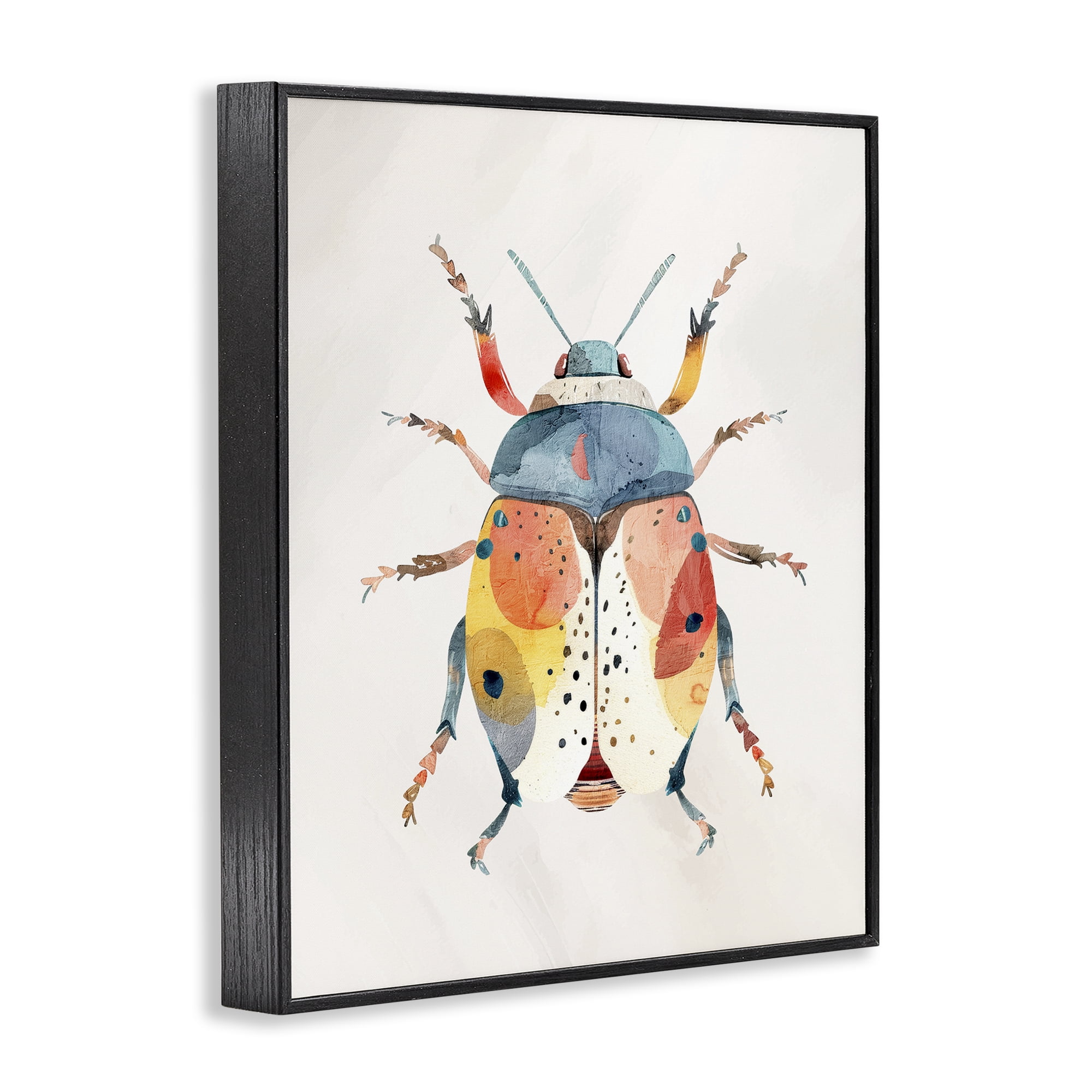 Stupell Industries Boho Colorful Beetle Black Framed Giclee Art, design by Kim Allen