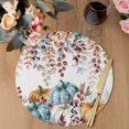 thumbnail image 3 of Orange Blue Pumpkin Fall Round Placemats Set of 8, Braided Polypropylene Place Mats, Thanksgiving Maple Leaf Washable Table Mats for Kitchen Dinner Holiday Wedding Party Coffee Table Decoration 15", 3 of 9