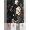 thumbnail image 7 of Vintage Black Floral Semi Sheer Curtains 54 Inch Length 2 Panels Set, Spring Seasonal Botanical Blooms Sheer Kitchen Curtain Privacy Voile Window Curtain for Living Room Bedroom Rod Pocket Drapes, 7 of 7