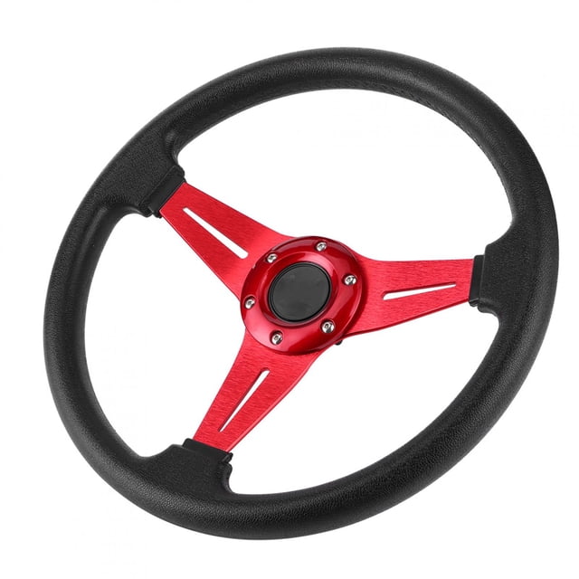 14in Steering Wheel, Wearproof Drifting Steering Wheel Ergonomic Anti Rust For Auto Modification Red,Black,Silver