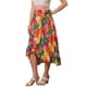 thumbnail image 4 of Falda Tropical Floral con Volantes para Mujeres INSPIRE CHIC, con Nudo Autoadhesivo, Falda de Playa Hawaiana, Color Naranja, Talla M, 4 of 5