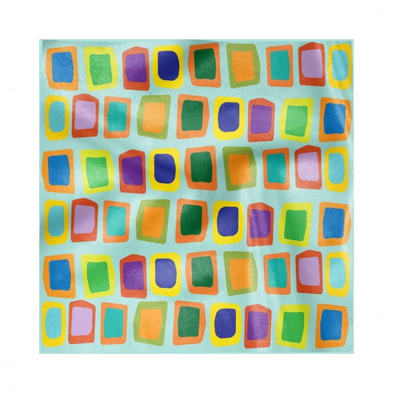 Colorful Decorative Satin Napkins Set of 4, Modern Abstract Illustration with Various Uneven and Deformed Rectangular Shapes, Square Fabric Party & Dinner Napkin, 12", Multicolor, by Ambesonne