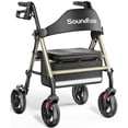 thumbnail image 1 of Andador con ruedas Soundfuse con asiento para personas mayores, plegable, con ruedas grandes de 8", todoterreno, asas y asiento ergonómico de altura ajustable, 169 kg (350 lb), compatible con FSA y HS, 1 of 5